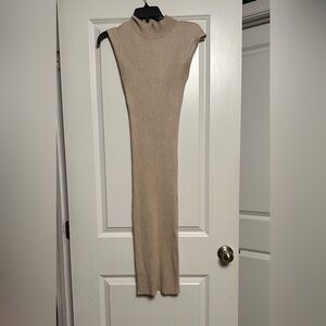 Pink Rose Beige Long Sleeve Knit Dress